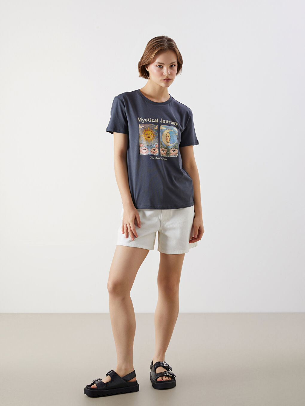 Crew Neck Printed Women's T-Shirt-1