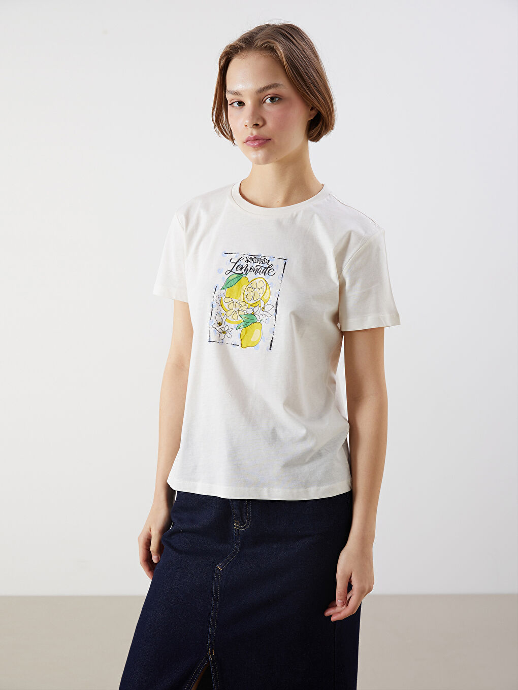 XSIDE Crew Neck Printed Women's T-Shirt -S5OU77Z8-YMU