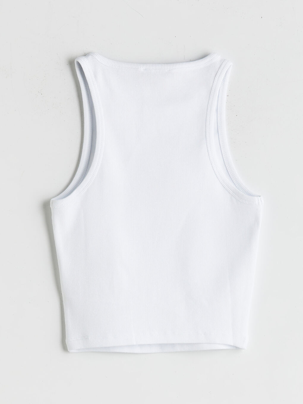 Beyaz Bisiklet Yaka California Baskılı Kadın Atlet-5