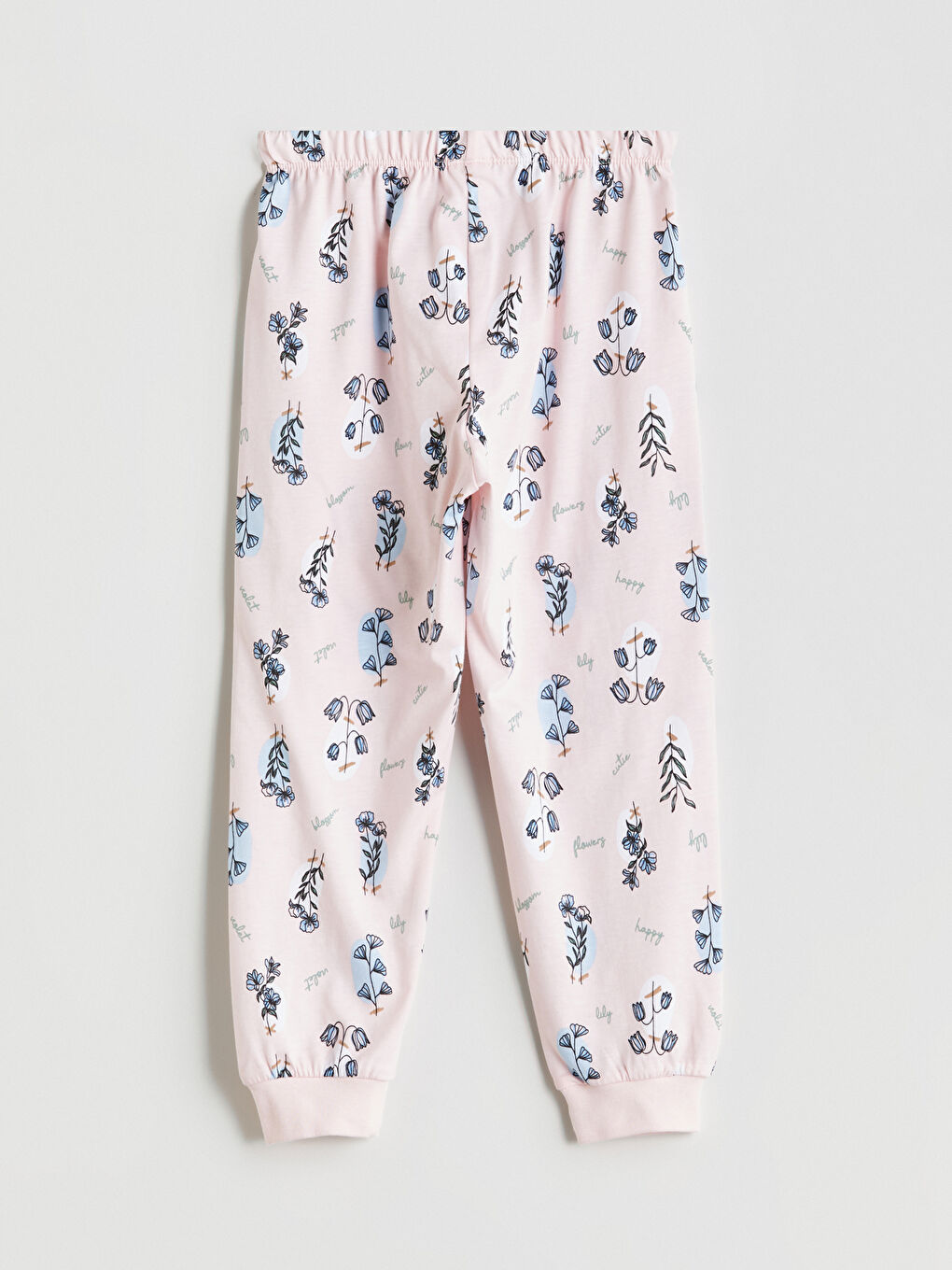 Pembe Beli Lastikli Çiçekli Kız Çocuk Pijama Alt-2
