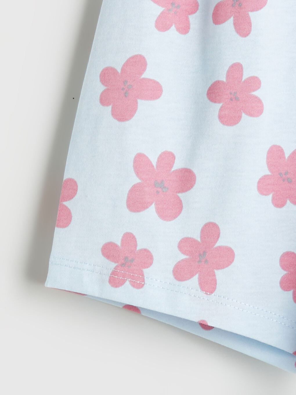 Turkuaz Beli Lastikli Çiçekli Kız Çocuk Pijama Alt-1