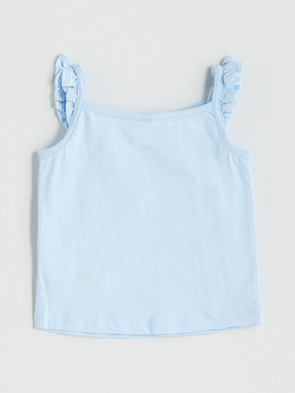 Mavi Kare Yaka Baskılı Kız Bebek Bluz-1