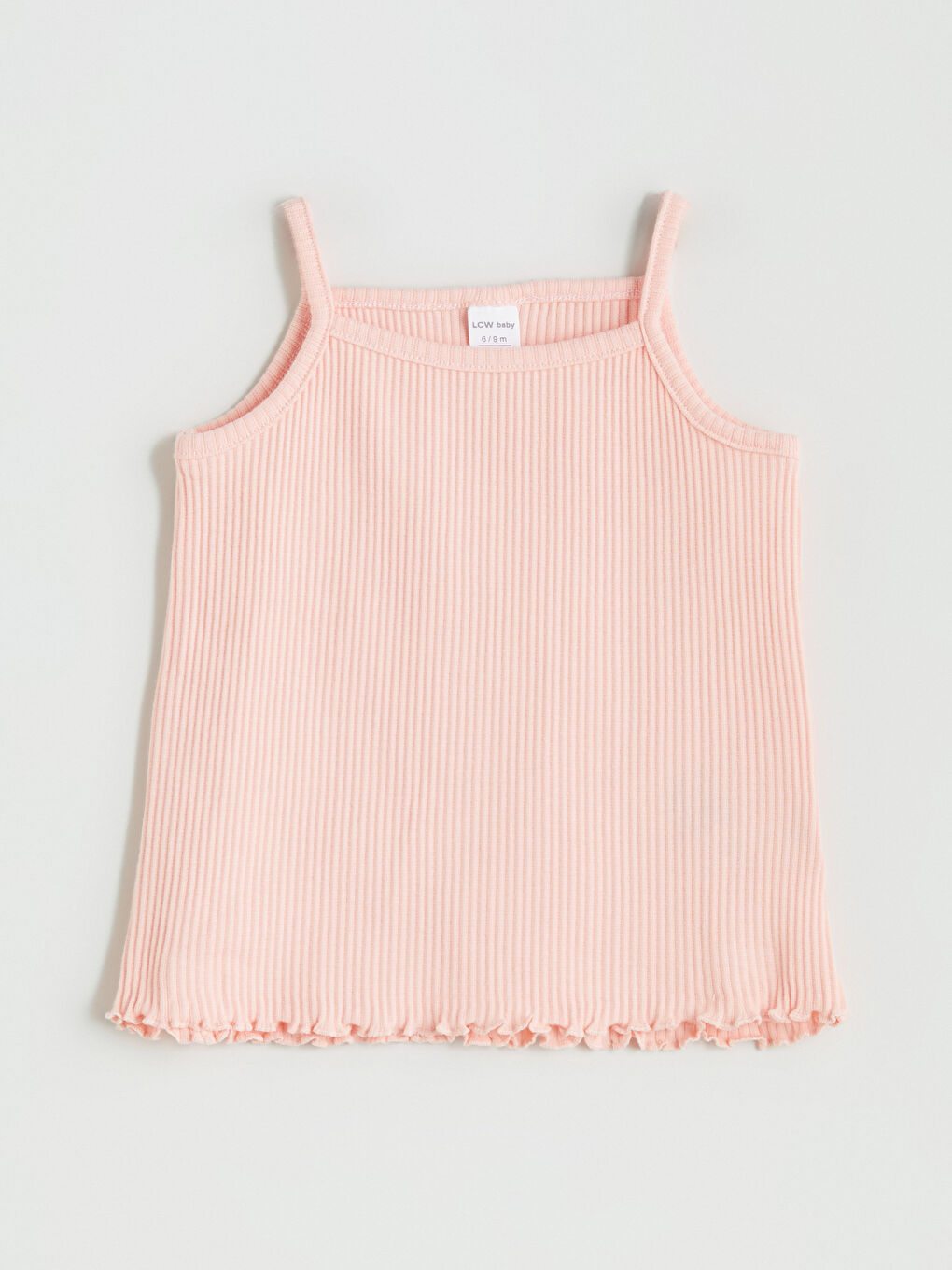 Pembe Kare Yaka Fitilli Fırfırlı Kız Bebek Bluz