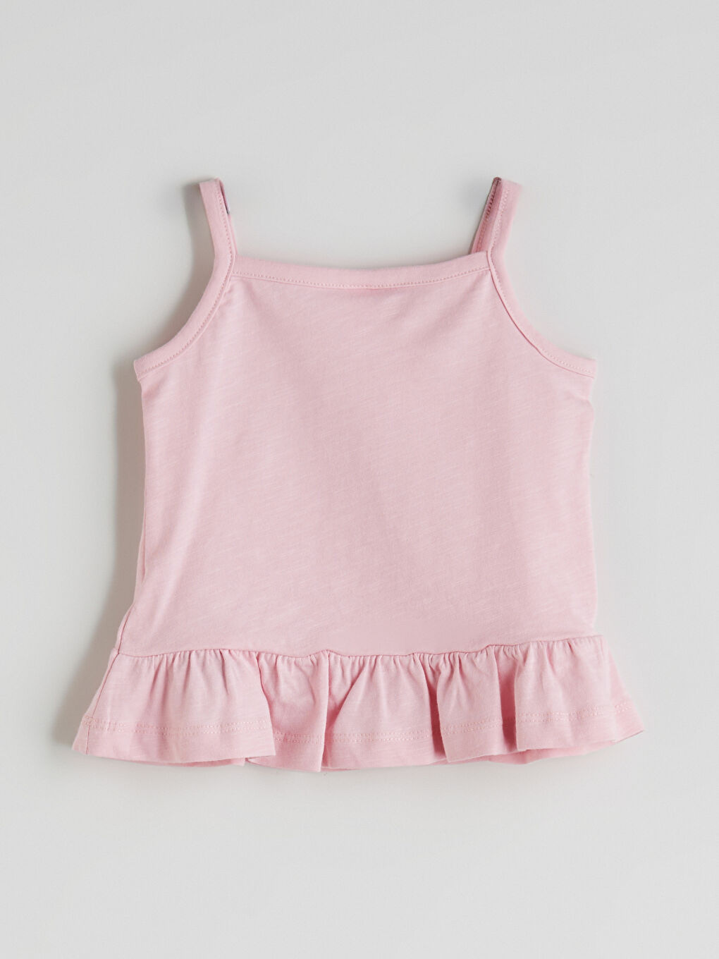 Pembe İp Askılı Fırfırlı Kız Bebek Atlet-1