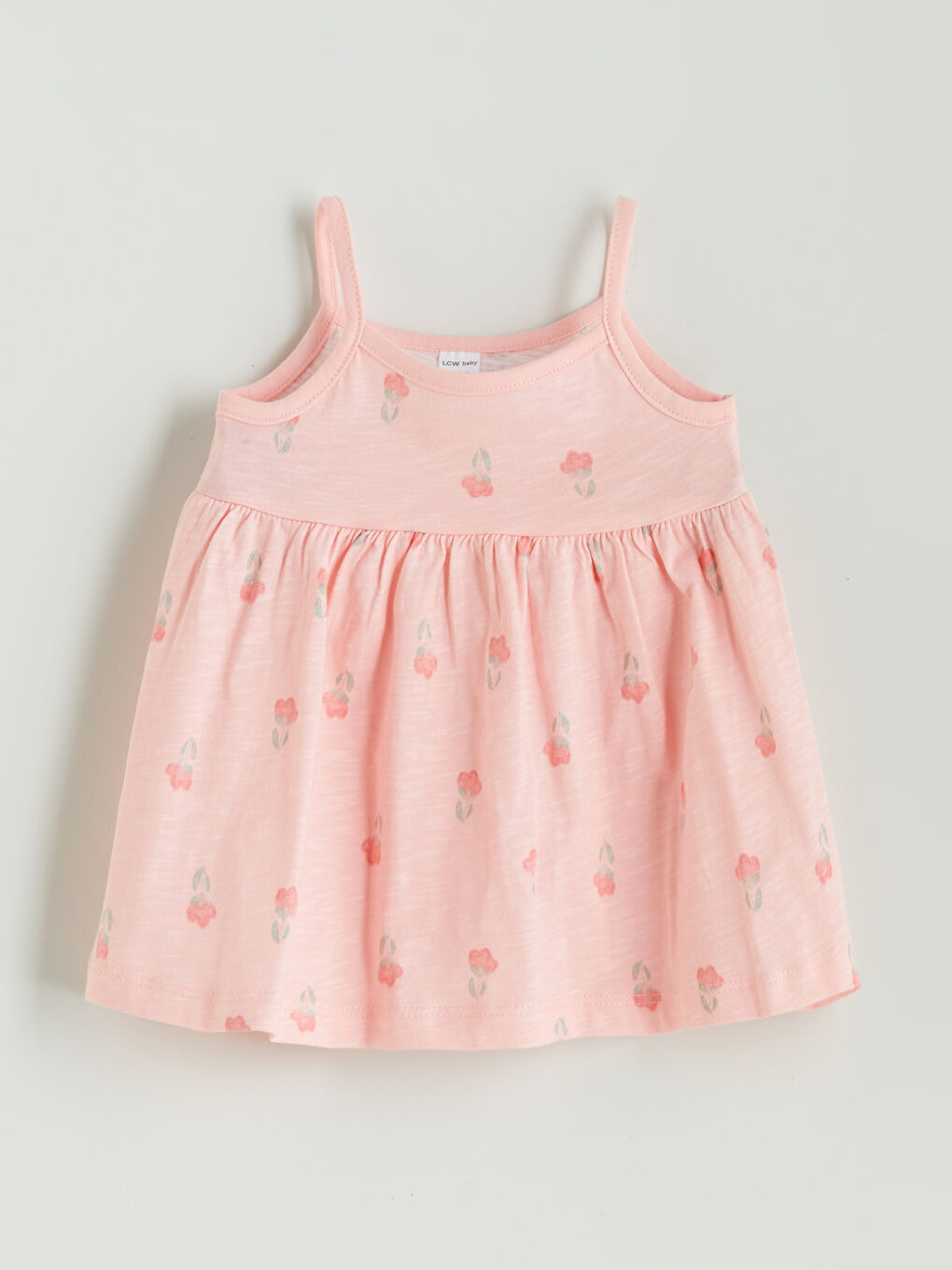 Pembe Kare Yaka Çiçek Desenli Kız Bebek Bluz