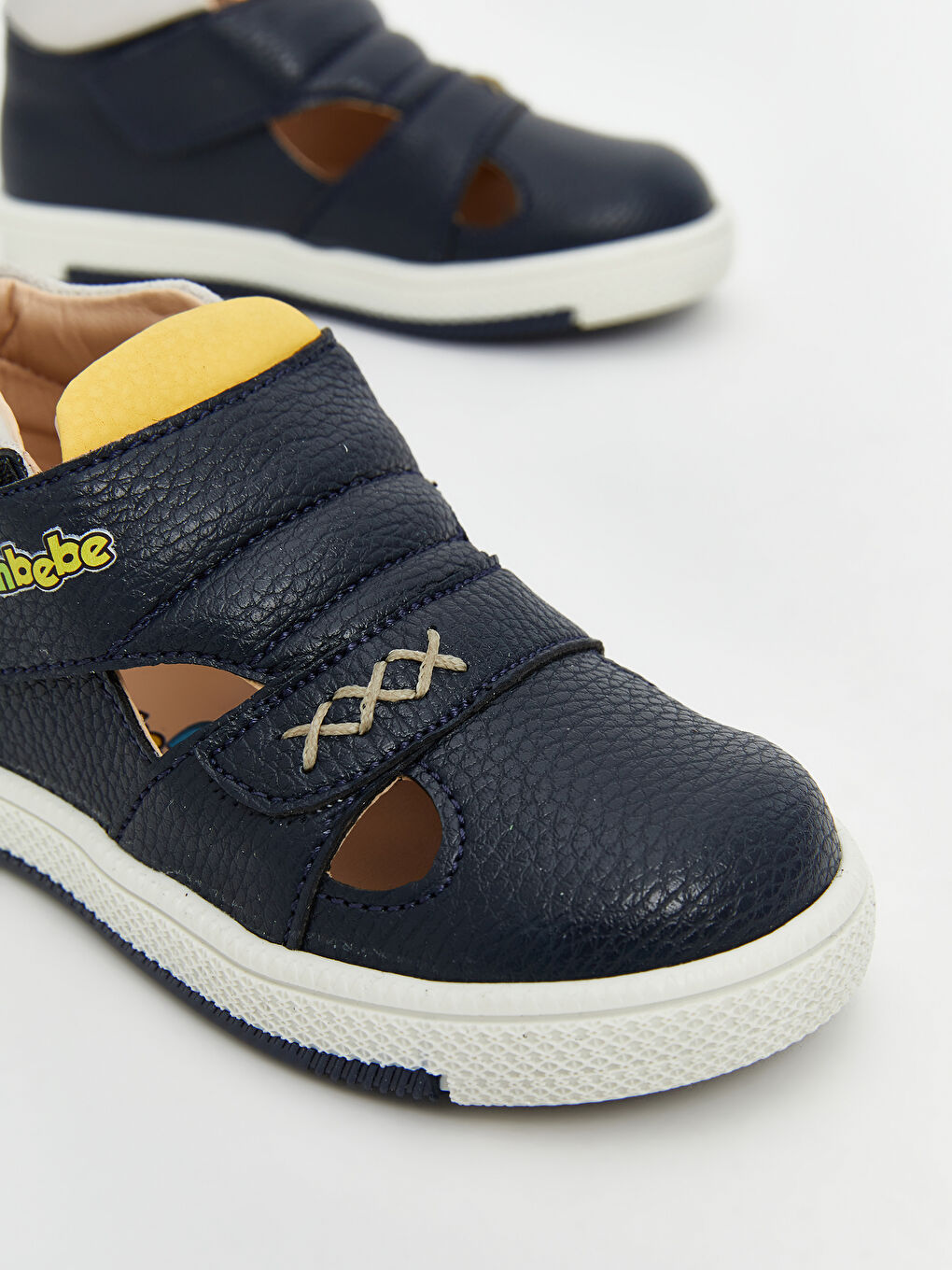 Lacivert Deri Görünümlü Cırt Cırtlı Erkek Bebek Spor Ayakkabı-2