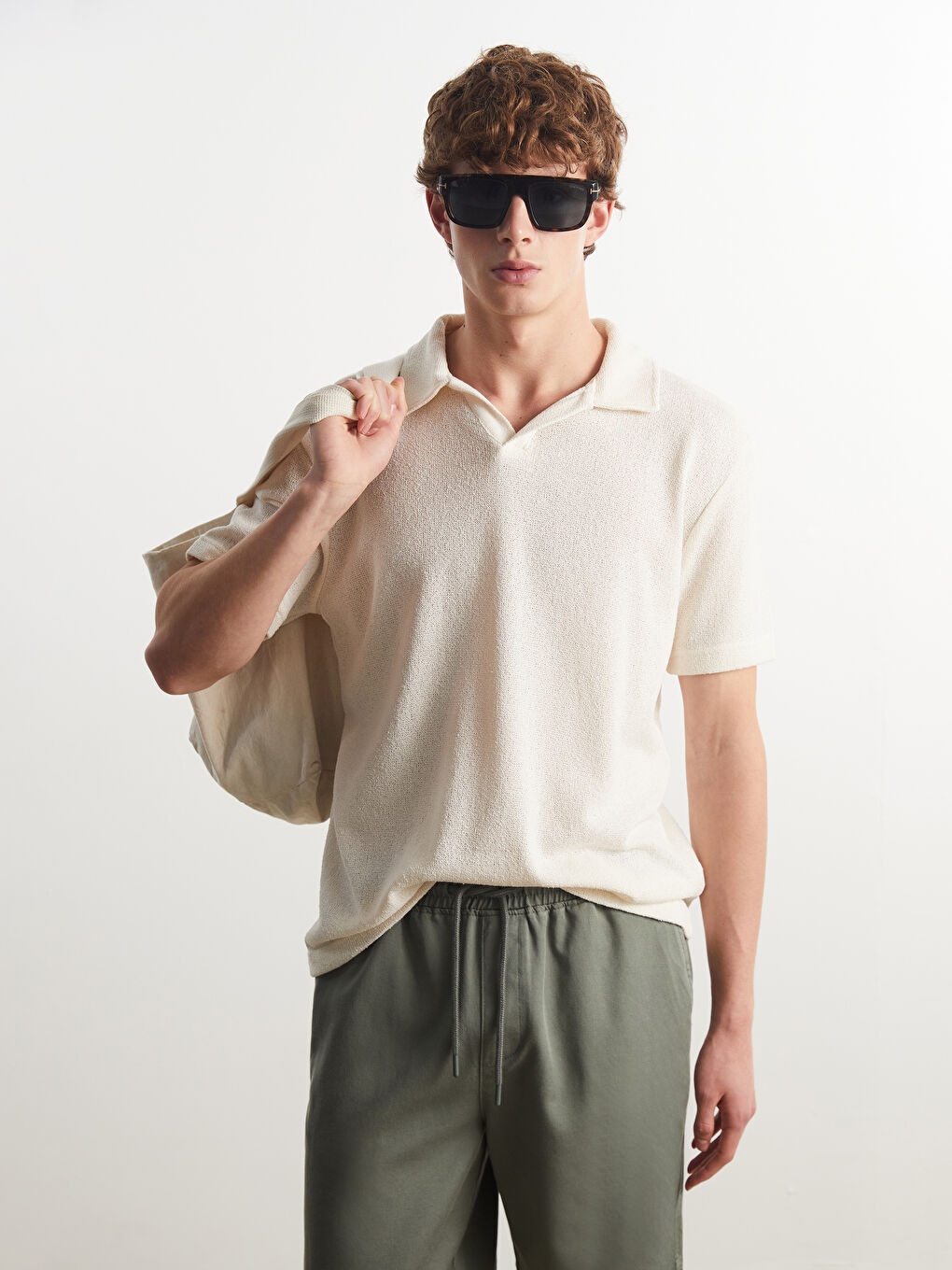 Men's Polo Neck T-Shirt -S5OV51Z8-J1F