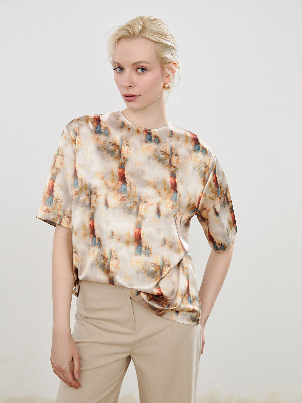 Soulife Crew Neck Patterned Blouse -S5OV64Z8-LQB