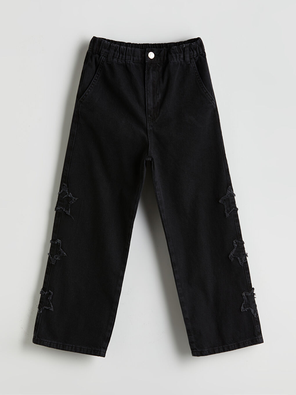 LCW Kids Siyah Beli Lastikli Kız Çocuk Jean Pantolon
