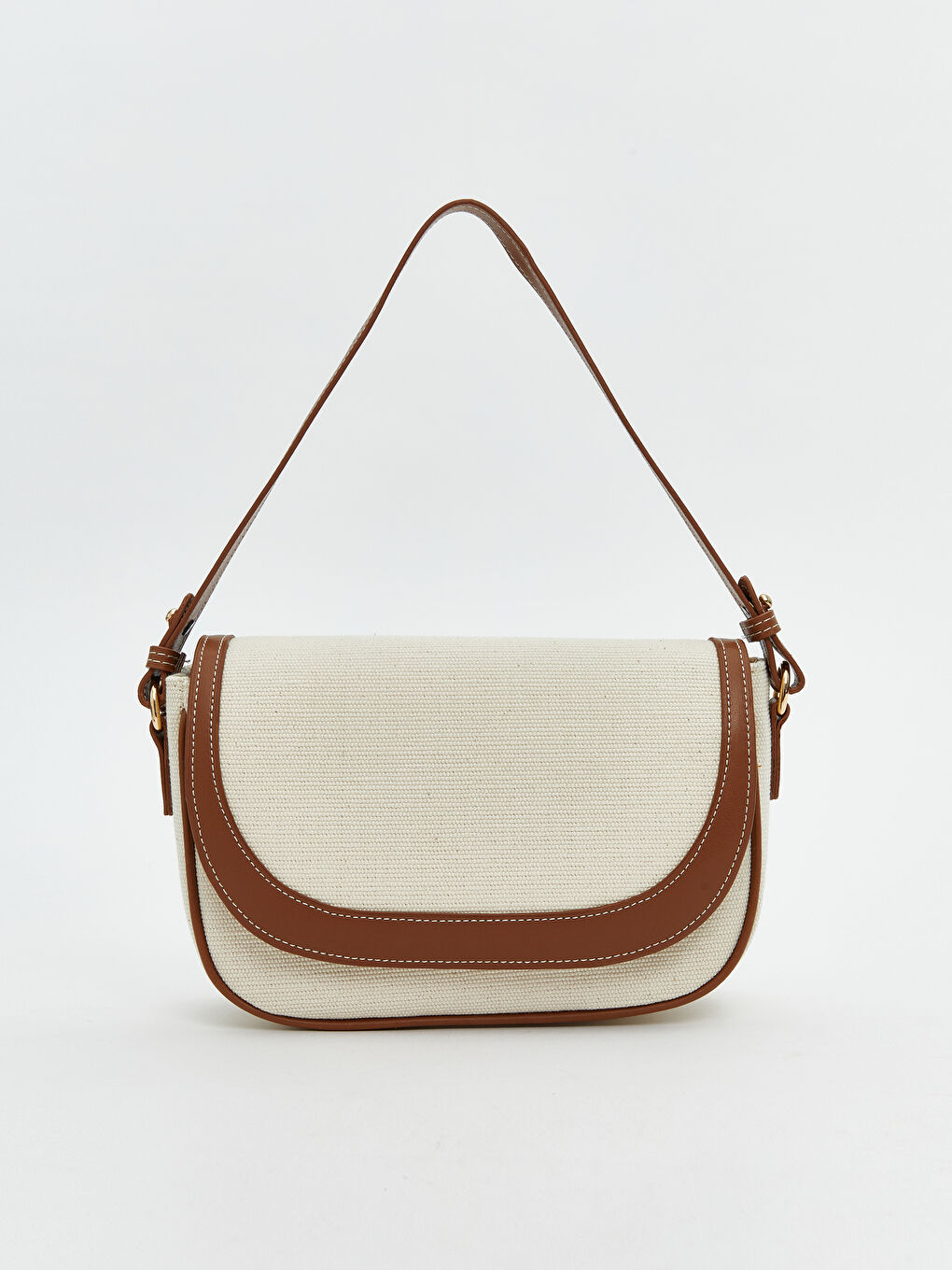 Bej Omuz Askılı Kadın Kanvas Çanta