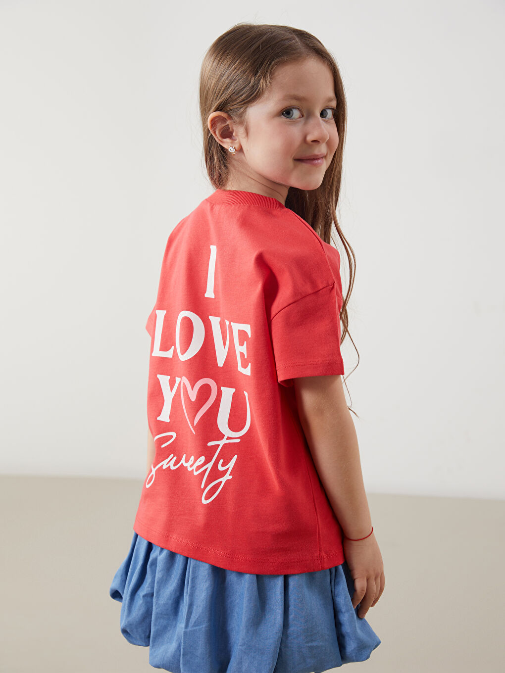 Crew Neck Printed Girl's T-Shirt -S5OY10Z1-H1B