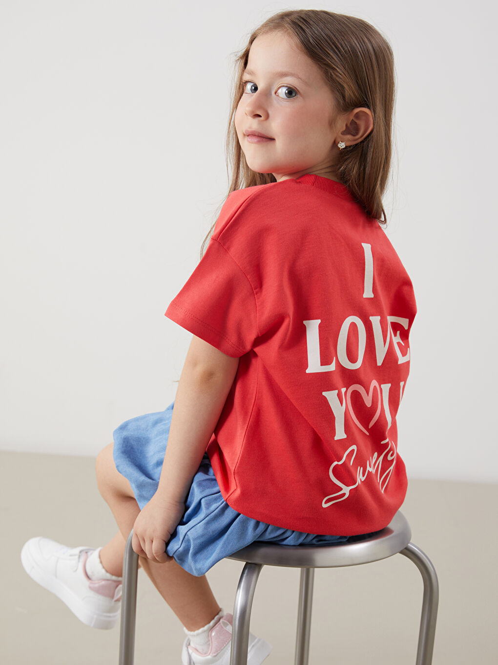 Crew Neck Printed Girl's T-Shirt -S5OY10Z1-H1B