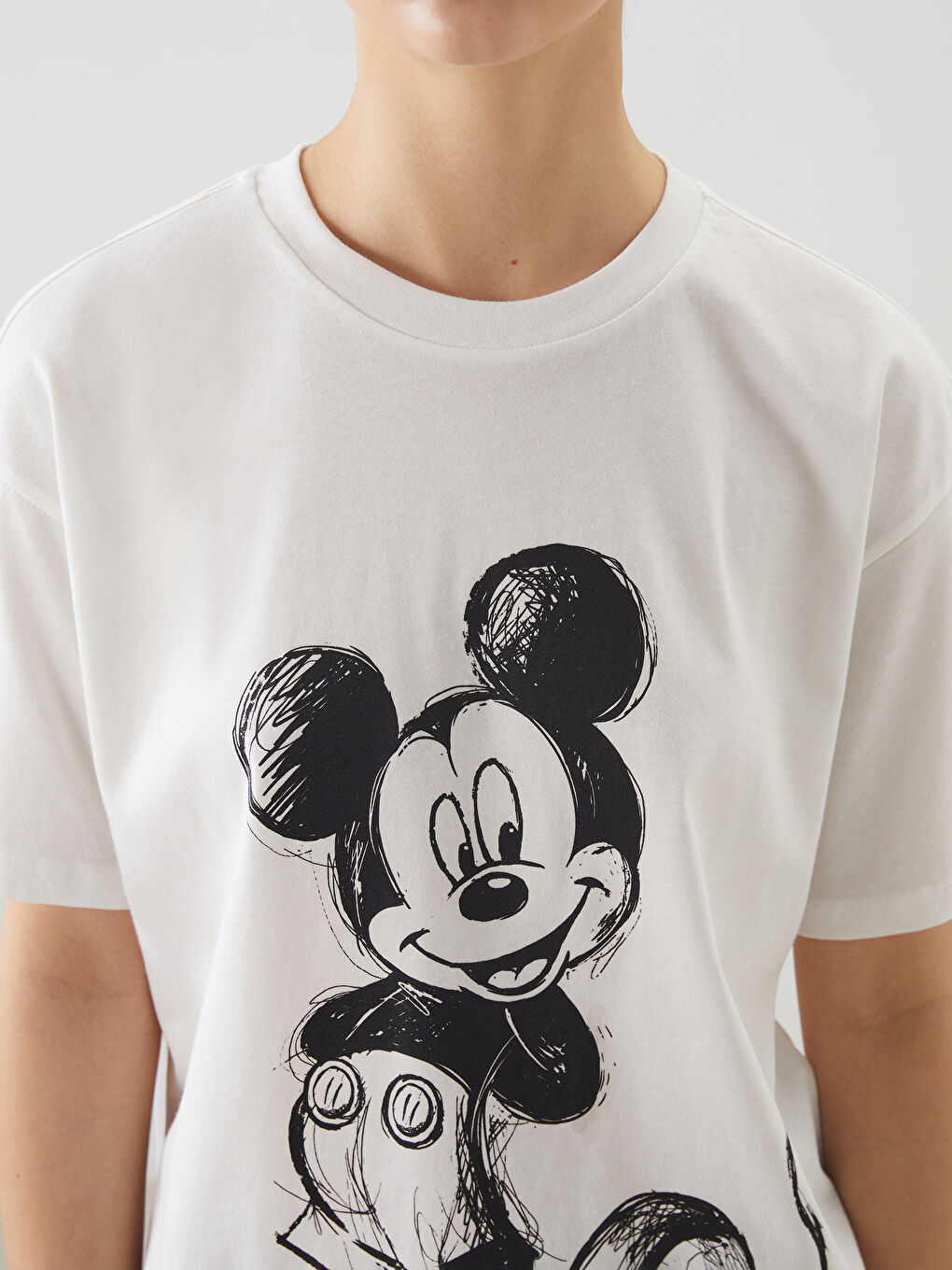 Crew Neck Mickey Mouse Printed Women's T-Shirt -S5OY17Z8-R9J