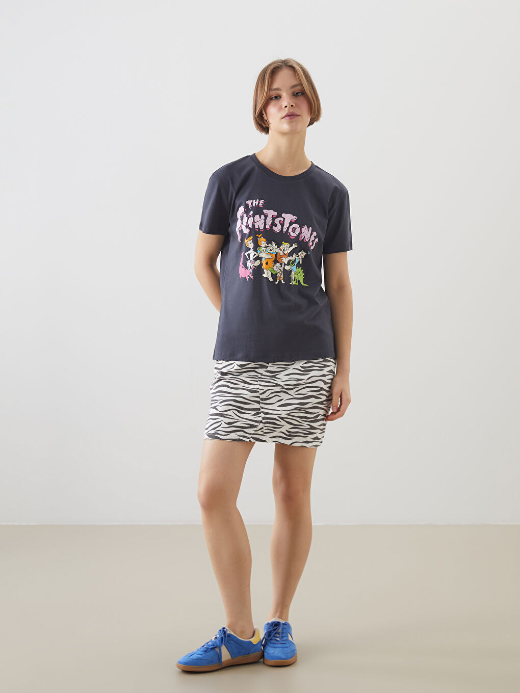 Crew Neck The Flintstones Printed Women's T-Shirt -S5OY18Z8-VDL