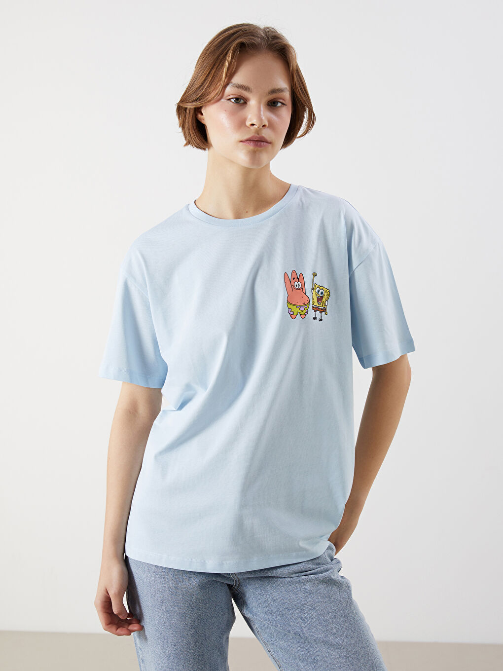 Crew Neck SpongeBob Printed Women's T-Shirt -S5OY25Z8-JNP