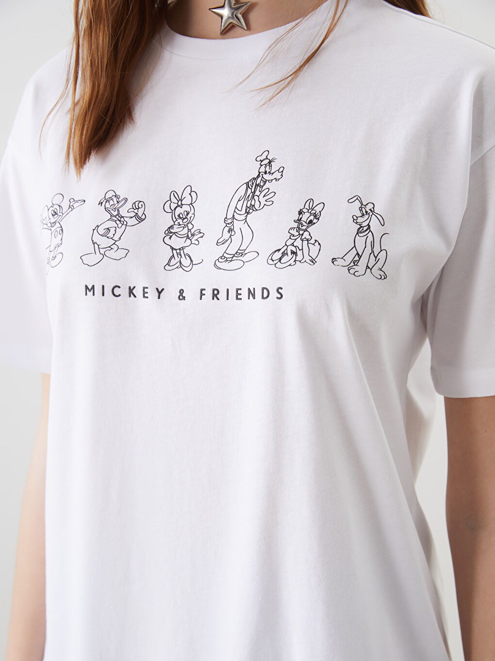 Crew Neck Mickey and Friends Printed Women's T-Shirt -S5OY33Z8-Q6K