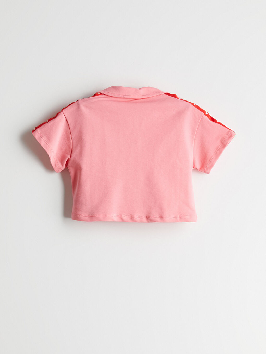 Pembe Polo Yaka Baskılı Kız Çocuk Tişört-1