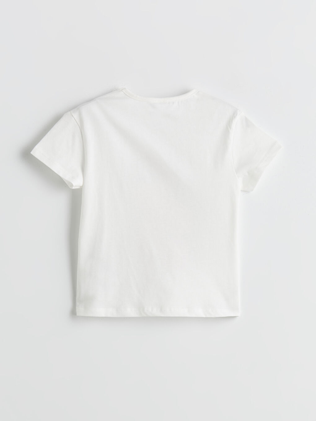 Ekru Bisiklet Yaka Baskılı Kız Çocuk Tişört-1