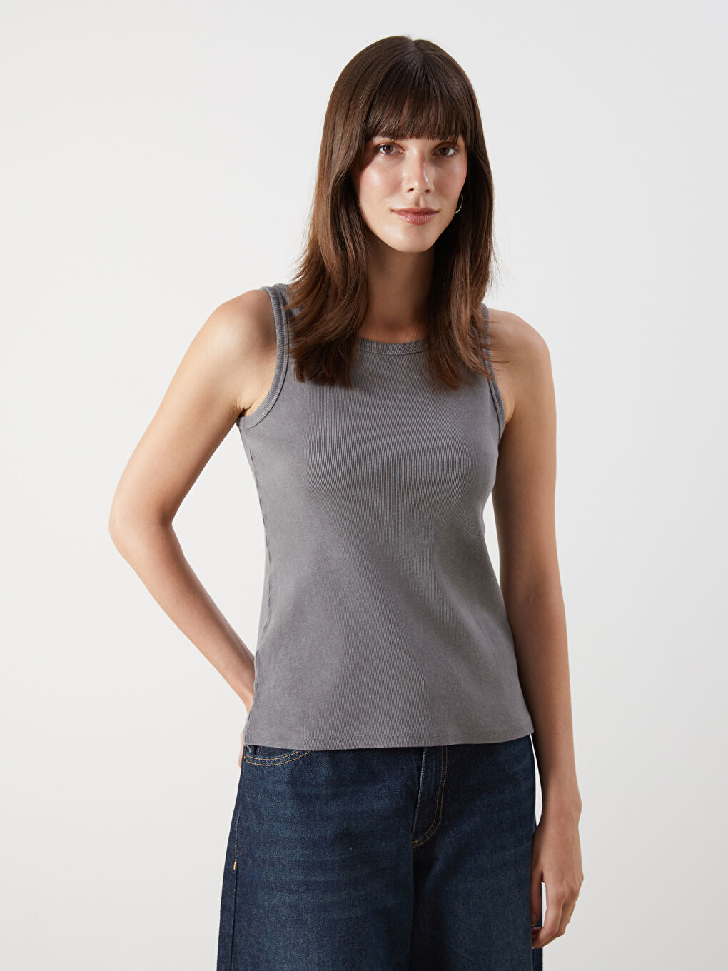 Crew Neck Textured Women's Tank Top -S5OY47Z8-SHN