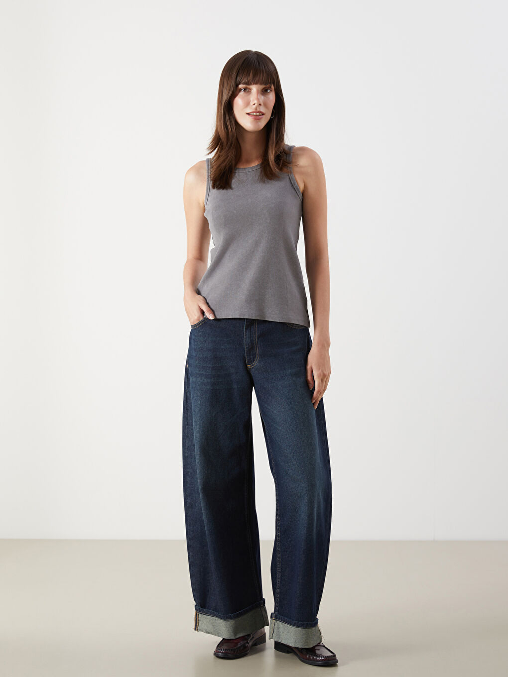 Crew Neck Textured Women's Tank Top -S5OY47Z8-SHN
