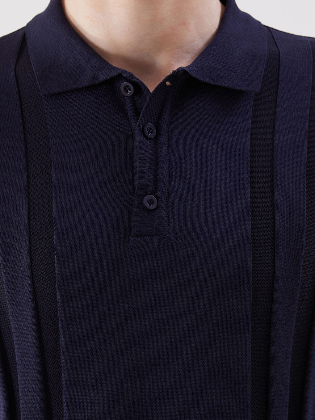 Lacivert Polo Yaka Kısa Kollu Erkek Triko Kazak-2