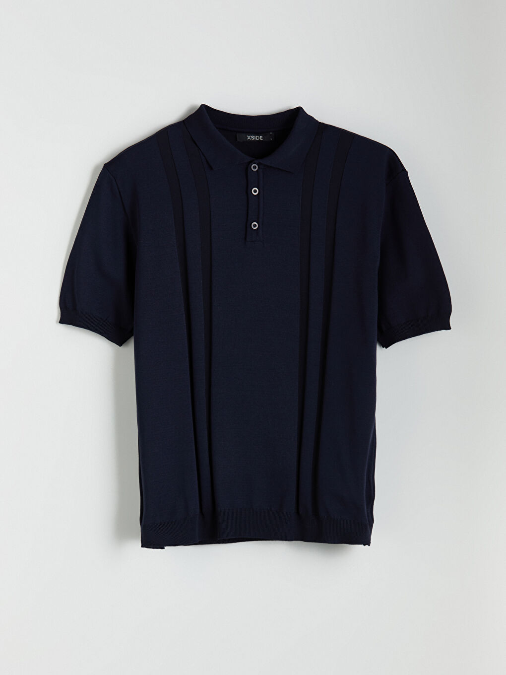 Lacivert Polo Yaka Kısa Kollu Erkek Triko Kazak-4