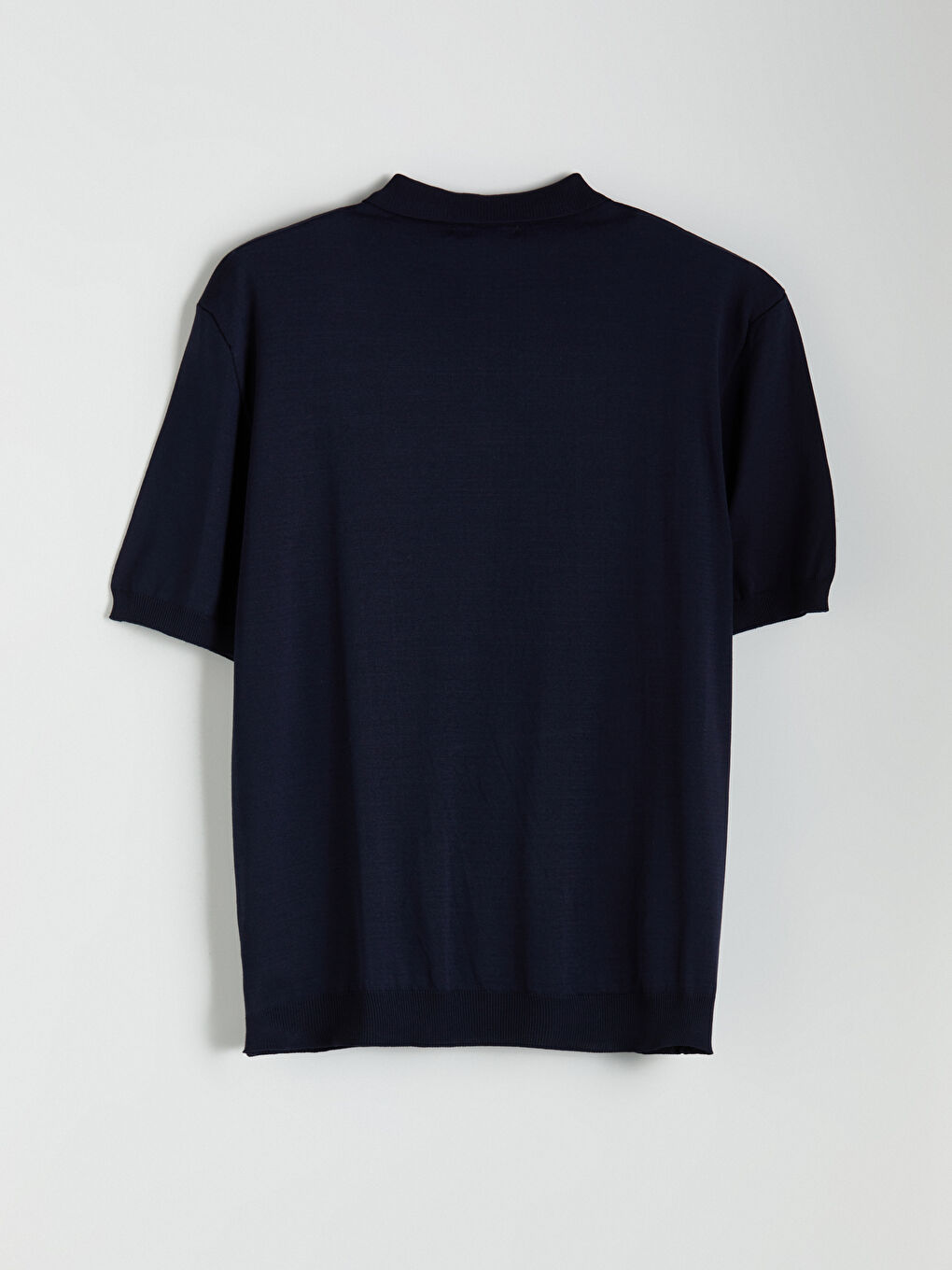 Lacivert Polo Yaka Kısa Kollu Erkek Triko Kazak-5