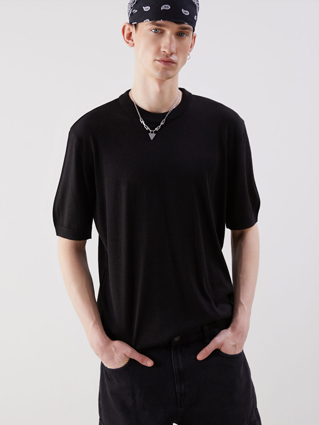 Crew Neck Short Sleeve Men's Knitwear Sweater -S5OY64Z8-CVL