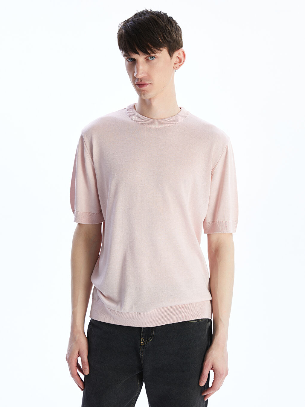 Crew Neck Short Sleeve Men's Knitwear Sweater -S5OY64Z8-ERU