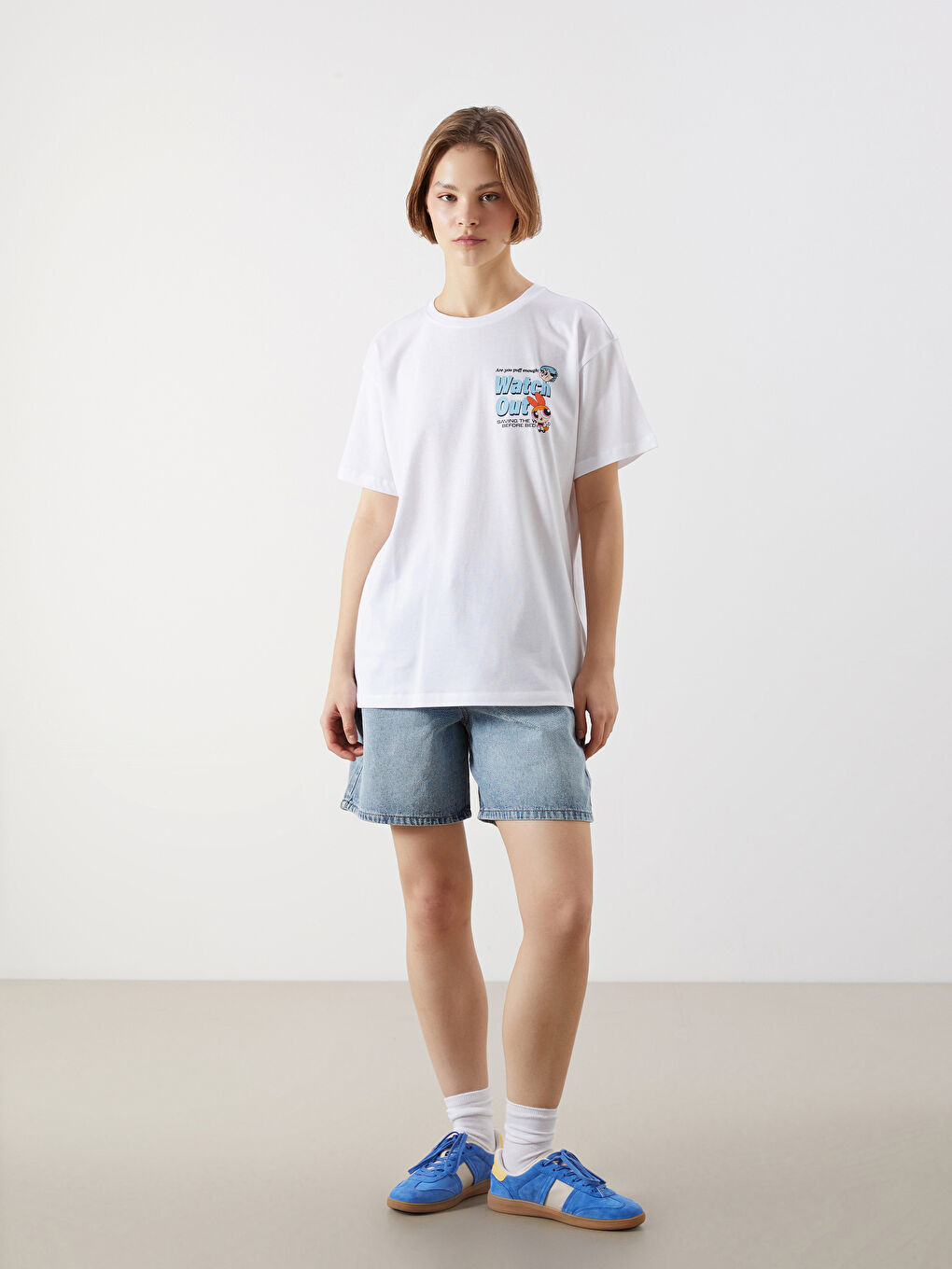 Crew Neck Powerpuff Girls Printed Women's T-Shirt -S5OY89Z8-Q6K