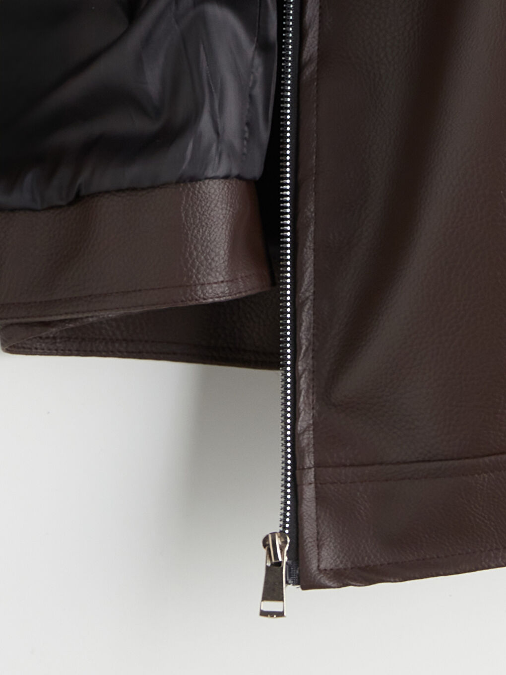 Kahverengi Slim Fit Gömlek Yaka Erkek Deri Görünümlü Ceket-7