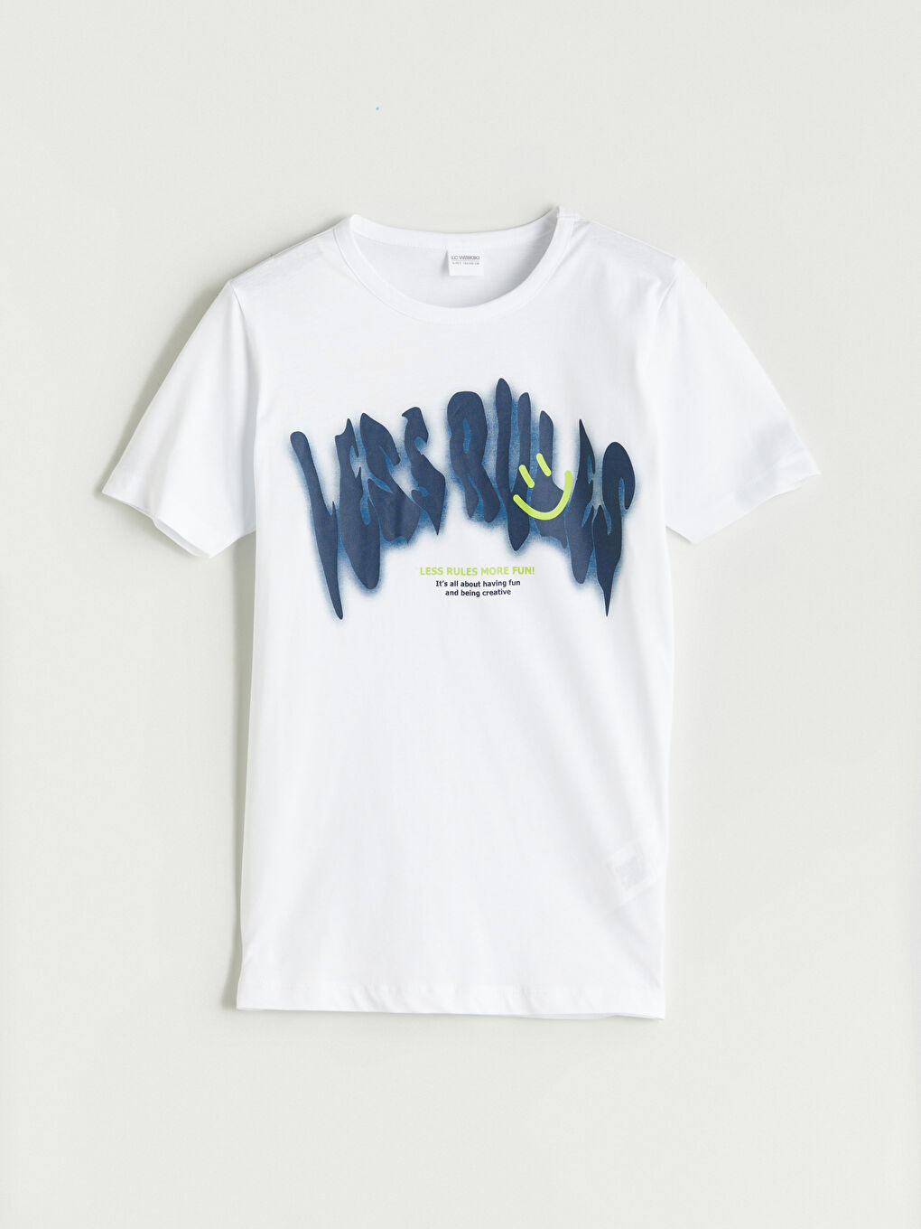 Beyaz Bisiklet Yaka Erkek Çocuk Pijama Üst