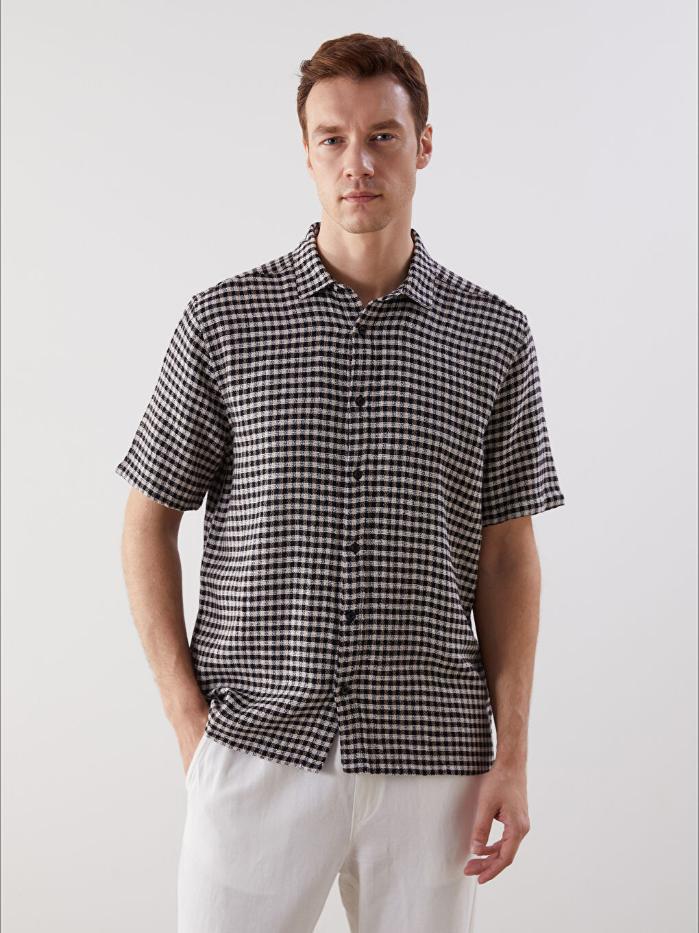 Siyah Regular Fit Ekose Erkek Gömlek