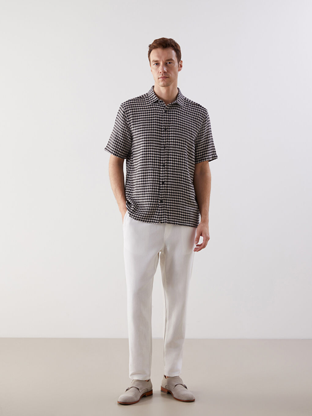 Siyah Regular Fit Ekose Erkek Gömlek-1