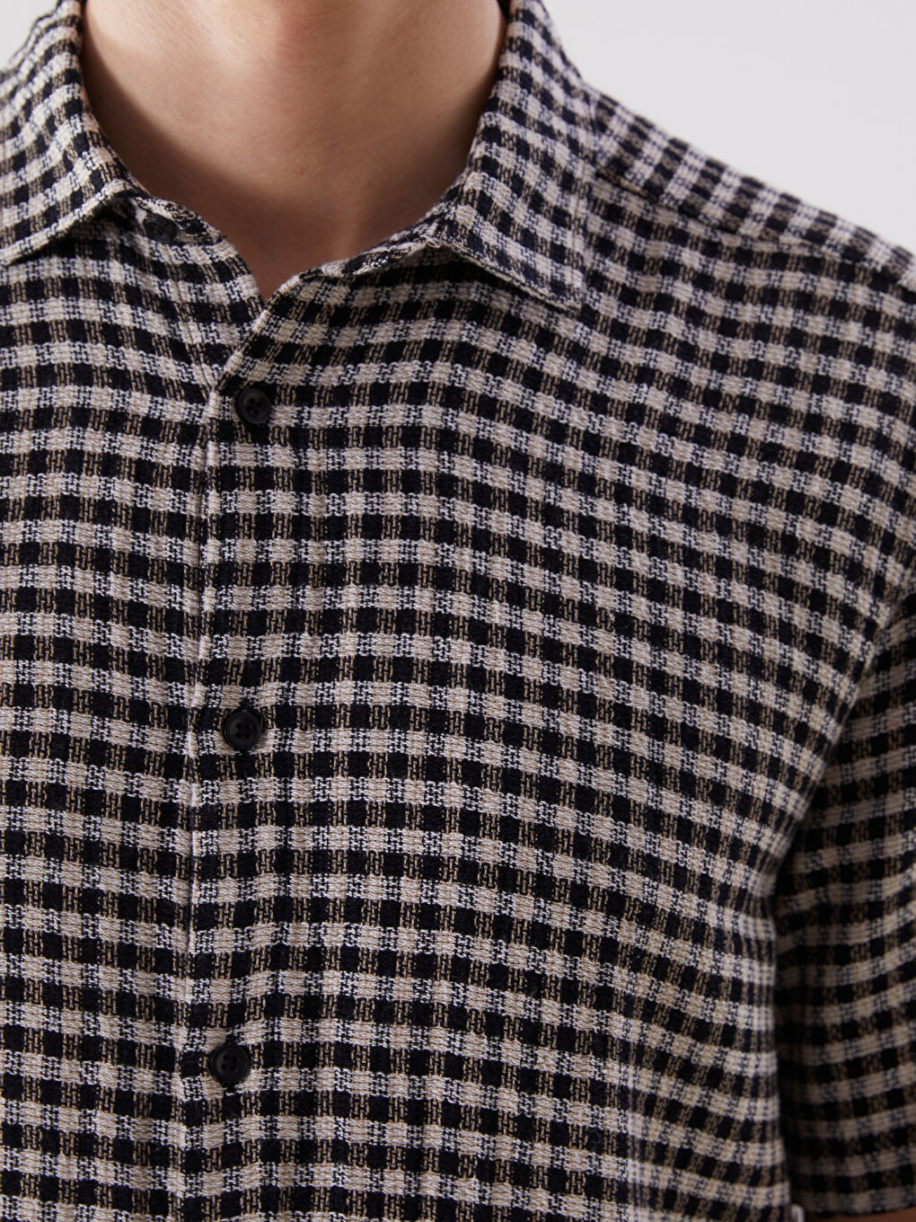 Siyah Regular Fit Ekose Erkek Gömlek-2