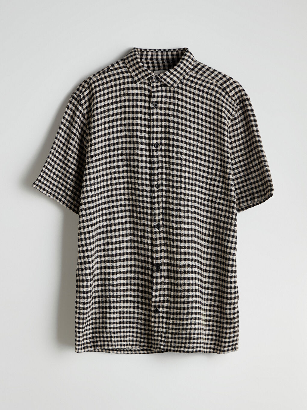 Siyah Regular Fit Ekose Erkek Gömlek-4