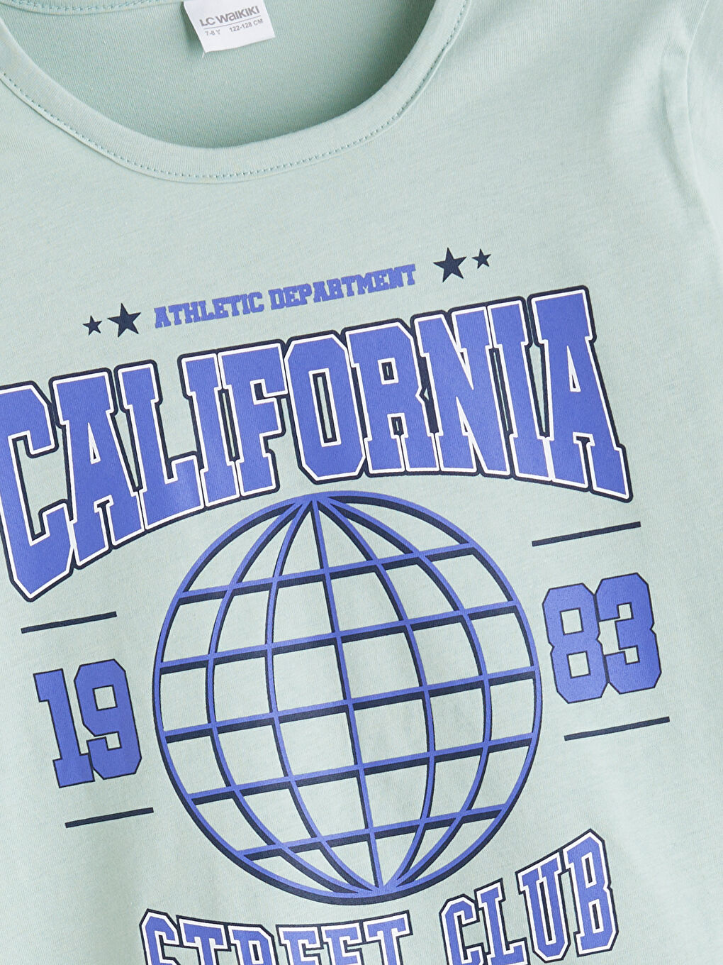 Turkuaz Bisiklet Yaka California Baskılı Erkek Çocuk Pijama Üst-2