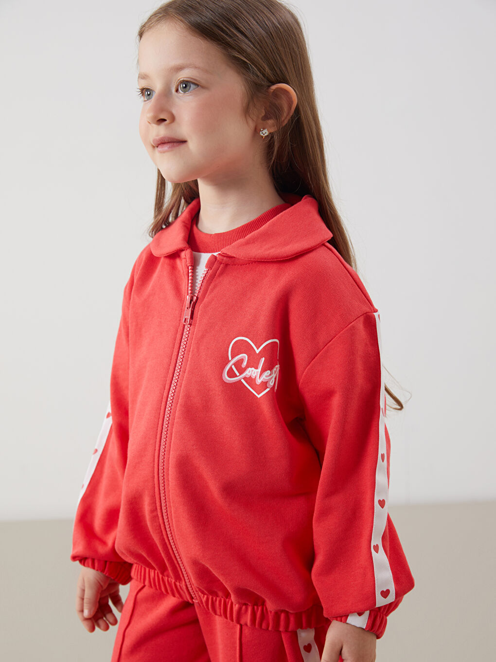 Embroidered Girls' Zip-Up Sweatshirt -S5P032Z1-H1B