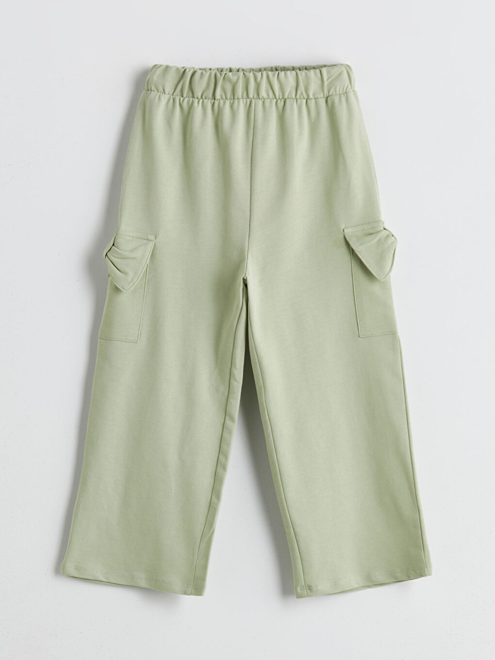 Yeşil Beli Lastikli Cepli Kız Çocuk Kargo Pantolon