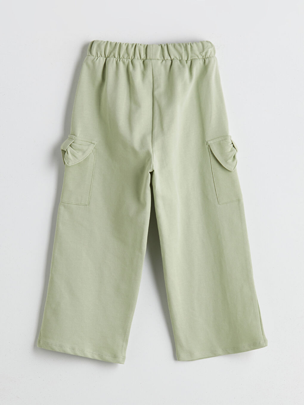 Yeşil Beli Lastikli Cepli Kız Çocuk Kargo Pantolon-1