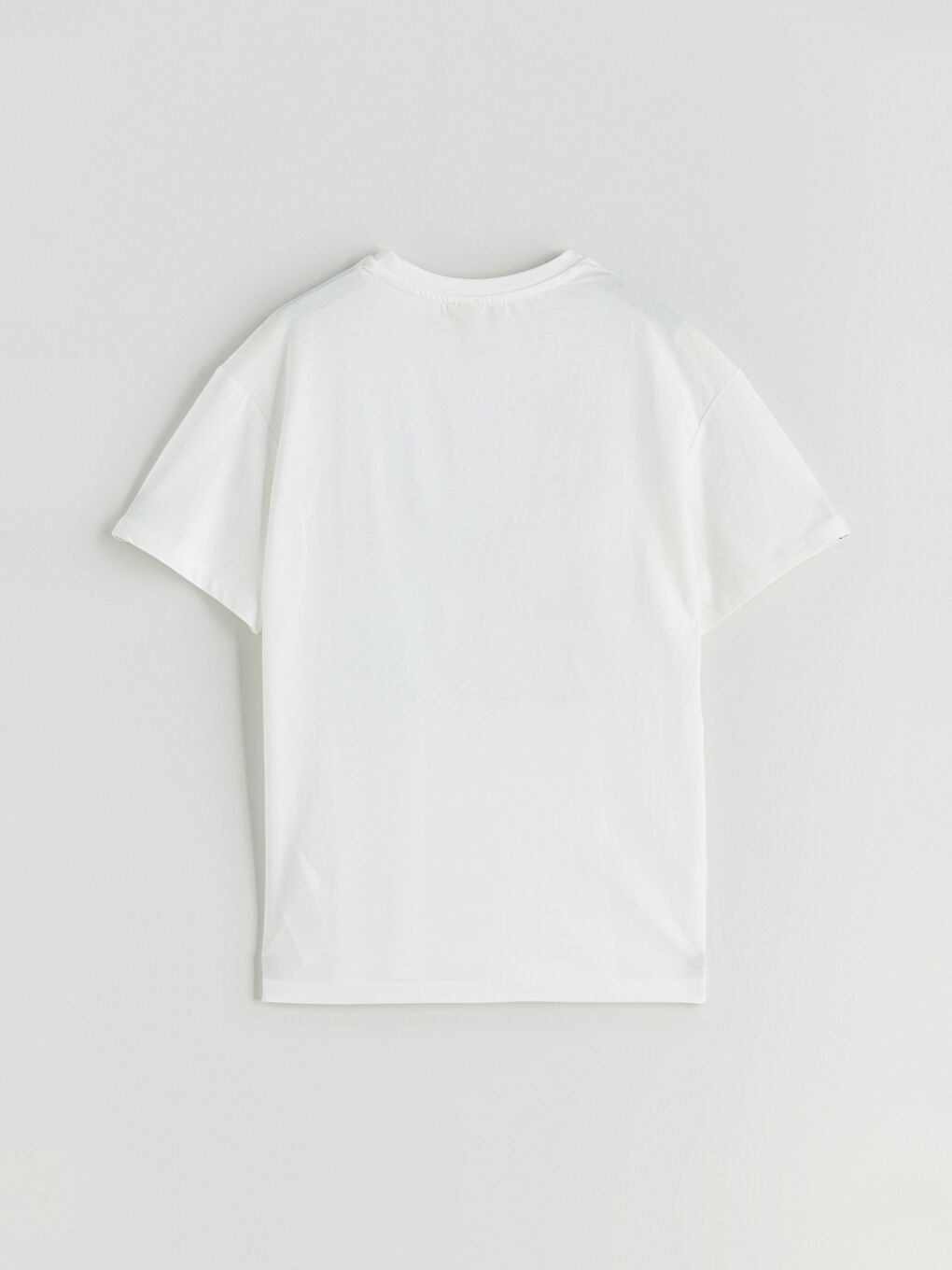 Ekru Bisiklet Yaka Stitch Baskılı Kız Çocuk Tişört-2