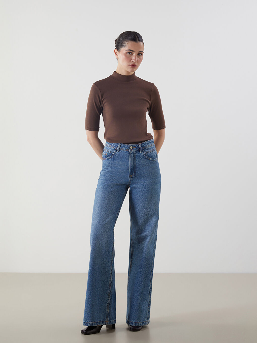Women's Stand Collar T-Shirt -S5P065Z8-HKQ