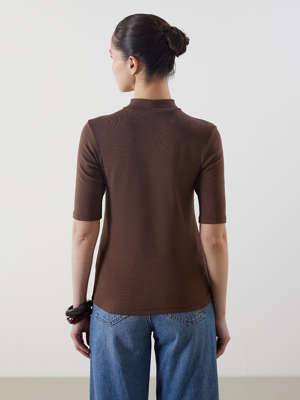 Women's Stand Collar T-Shirt -S5P065Z8-HKQ
