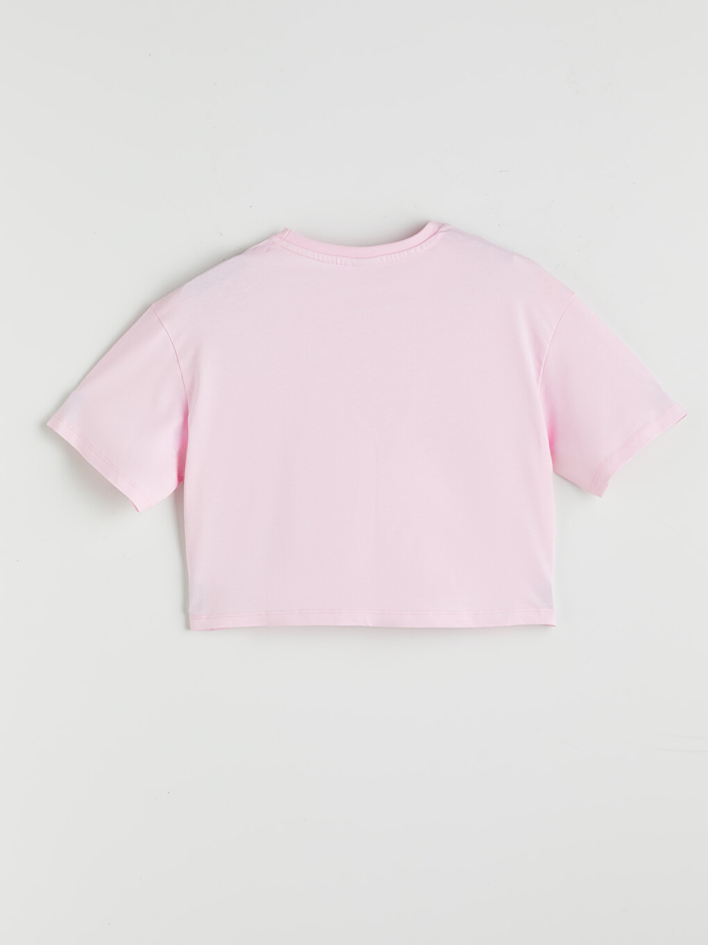 Pembe Bisiklet Yaka Hello Kitty Nakışlı Kız Çocuk Tişört-1