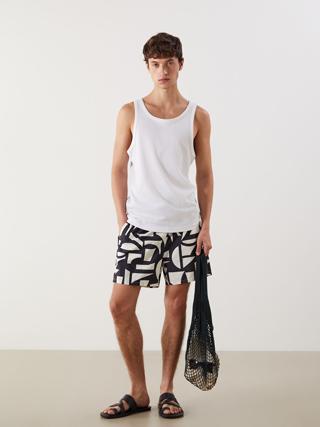 Short Patterned Men's Swimming Shorts -S5P075Z8-LQJ