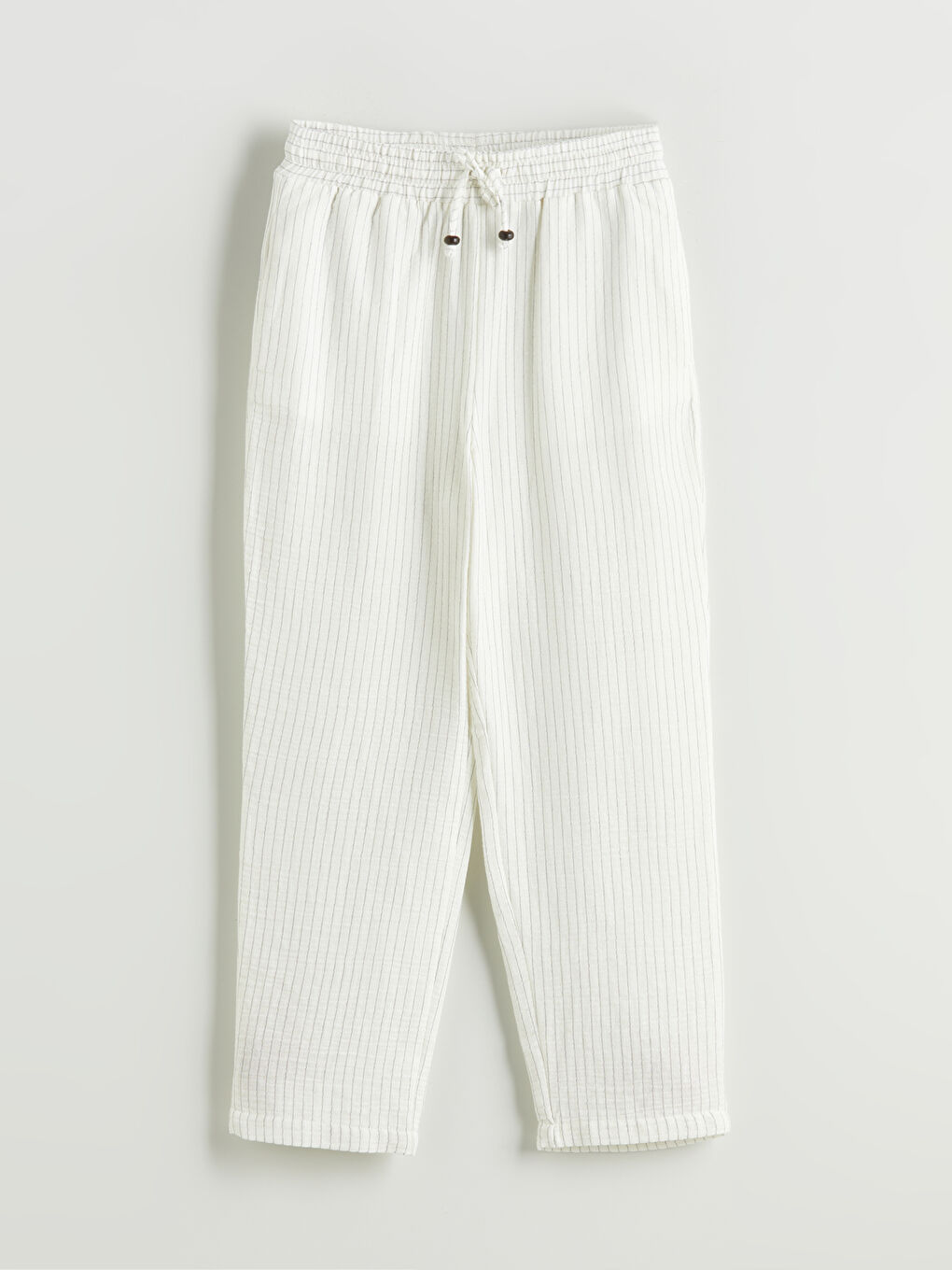 Women's Striped Linen-Look Elasticated Waist Trousers -S5P111Z8-SZ5