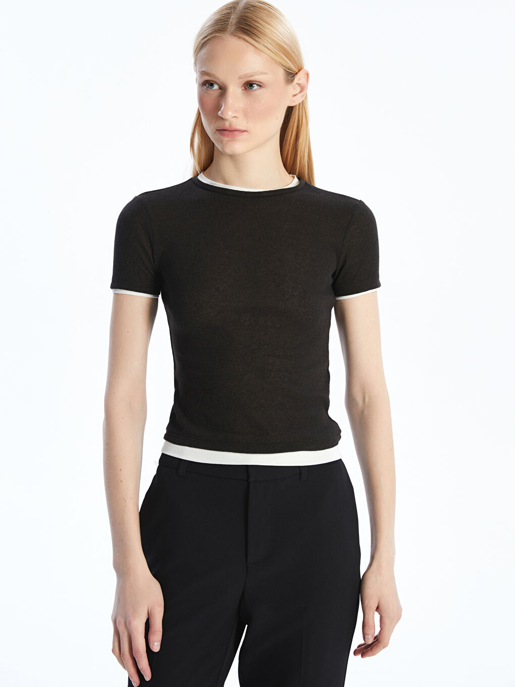 Kahverengi Bisiklet Yaka Kadın Tişört