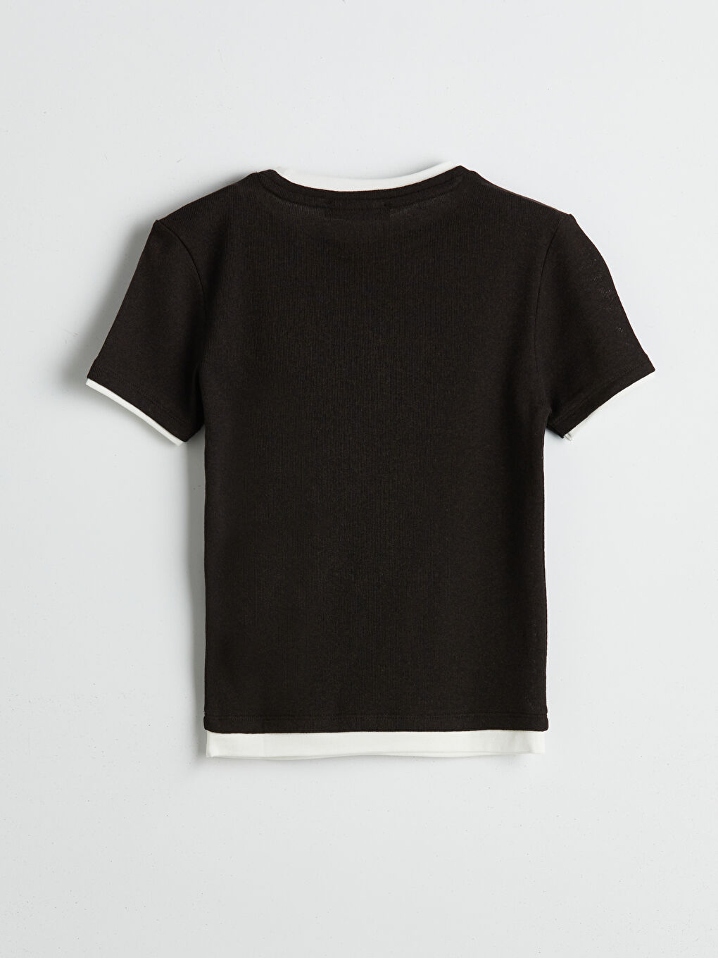 Kahverengi Bisiklet Yaka Kadın Tişört-5