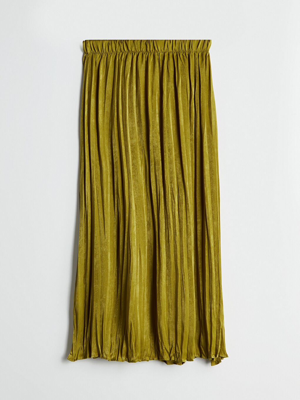 Haki Beli Lastikli Pileli Etek-4