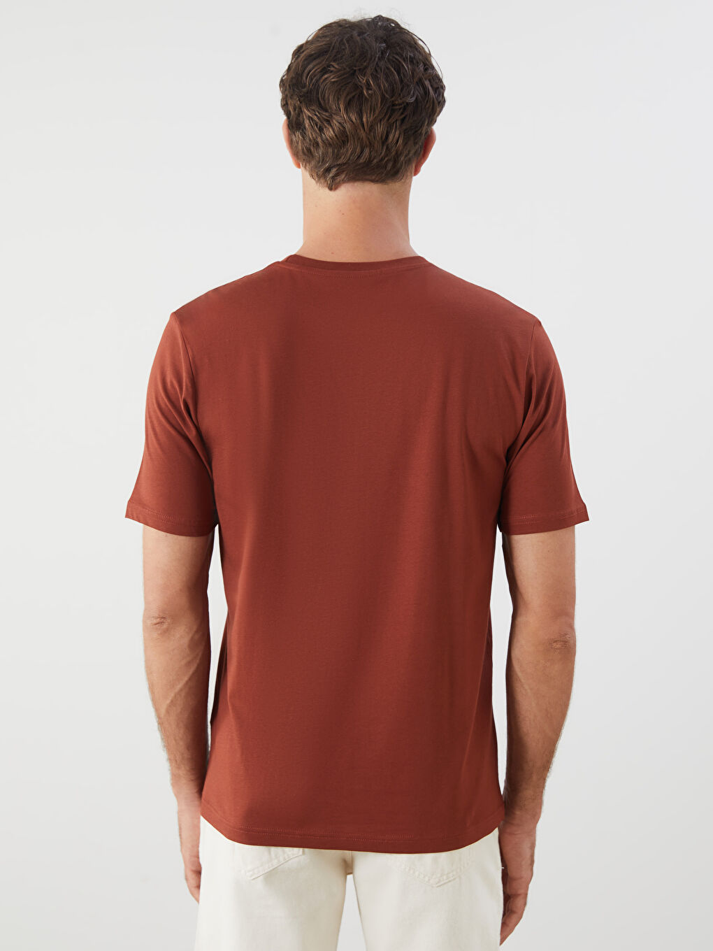 Kahverengi Bisiklet Yaka Baskılı Penye Erkek Tişört-3